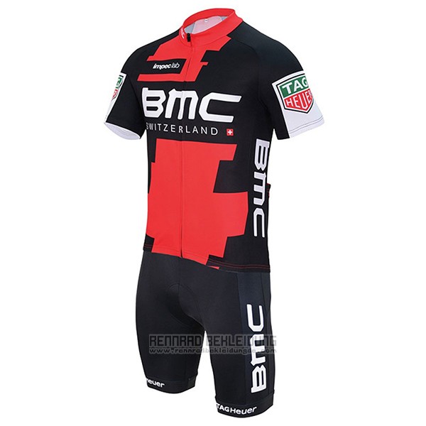 2017 Fahrradbekleidung BMC Rot und Shwarz Trikot Kurzarm und Tragerhose